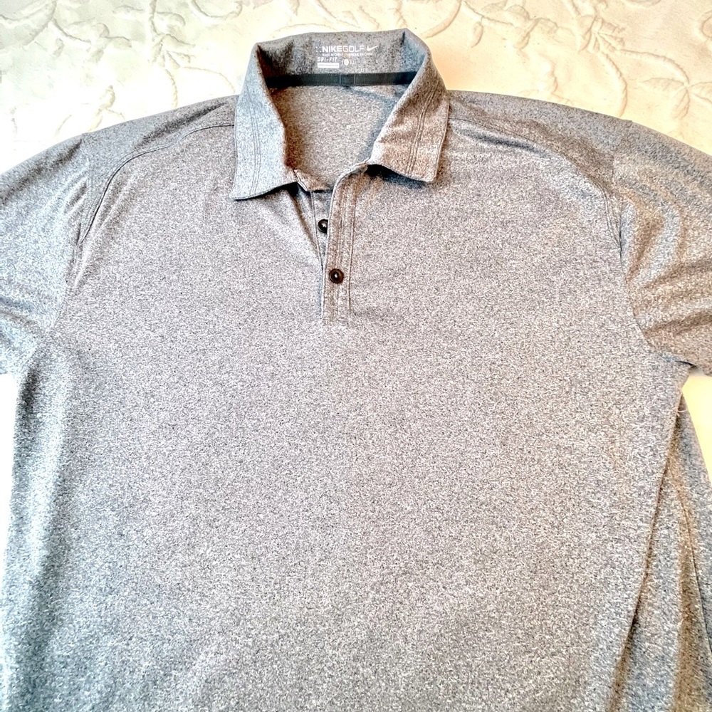 NIKE polo mens LARGE heather gray